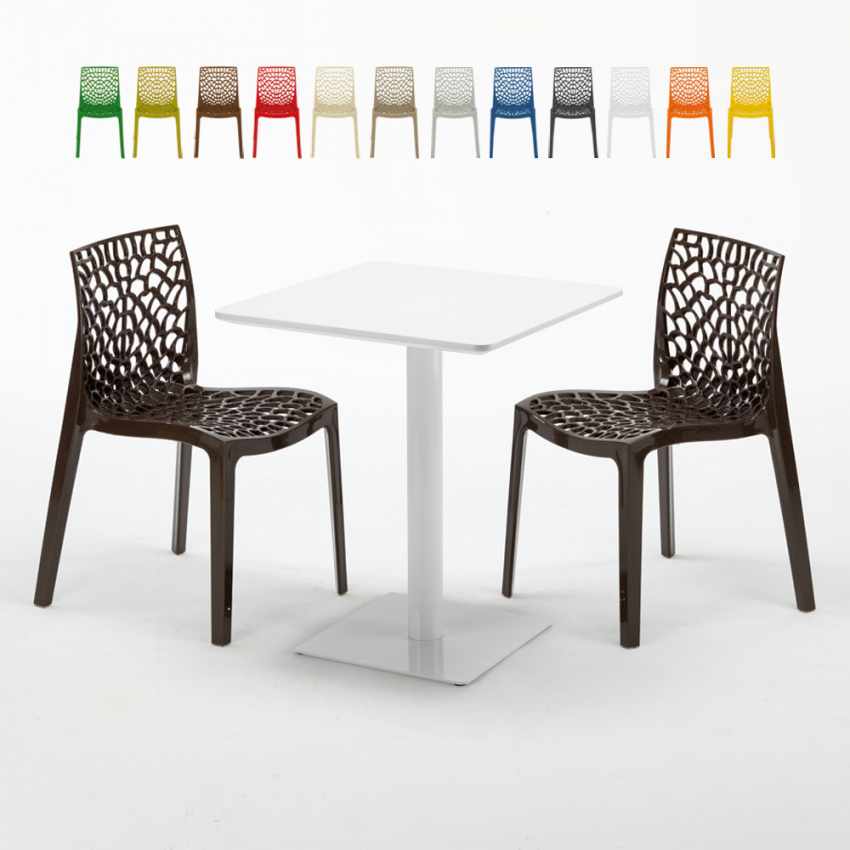 Vierkante salontafel wit 60x60 cm en 2 gekleurde stoelen Gruvyer Lemon Karakteristieken Vierkante salontafel wit 60x60 cm en 2 gekleurde stoelen Gruvyer Lemon Karakteristieken