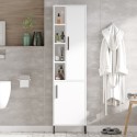 Armoire salle de bain blanche 2 portes avec étagères 45x36x184cm Femmy Réductions