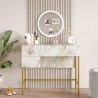 Coiffeuse Table de Maquillage avec miroir et tiroir marbre blanc pieds dorés Helier Remises