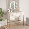 Coiffeuse Table de Maquillage avec miroir et tiroir marbre blanc pieds dorés Helier Offre