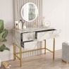 Coiffeuse Table de Maquillage avec miroir et tiroir marbre blanc pieds dorés Helier Réductions
