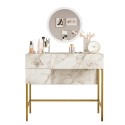 Mobiele make-up console met spiegel 3 lades wit marmer gouden poten Helier Verkoop