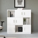Meuble bureau polyvalent bibliothèque 6 portes 120x38x122cm Kaspar  Offre