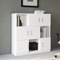 Meuble bureau polyvalent bibliothèque 6 portes 120x38x122cm Kaspar  Promotion