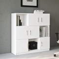 Meuble bureau polyvalent bibliothèque 6 portes 120x38x122cm Kaspar  Promotion