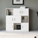 Meuble bureau polyvalent bibliothèque 6 portes 120x38x122cm Kaspar  Remises