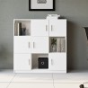 Meuble bureau polyvalent bibliothèque 6 portes 120x38x122cm Kaspar  Remises