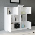 Meuble bureau polyvalent bibliothèque 6 portes 120x38x122cm Kaspar  Réductions