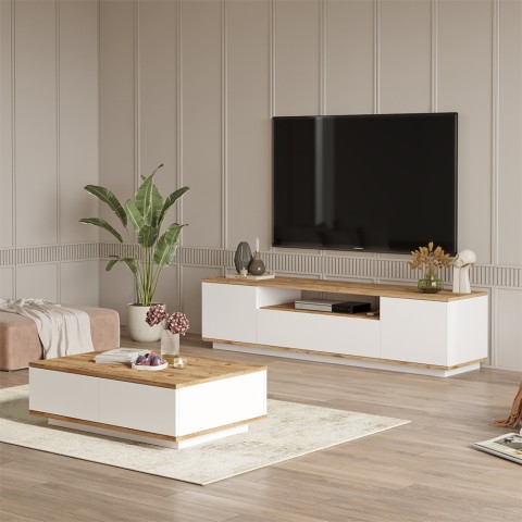 Instellen mobiele TV 3 delen + lage witte houten design moderne Award Aanbieding