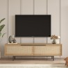 Meuble TV de salon 160x36cm en bois 2 portes effet rotin Bayeaux Offre