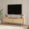 Meuble TV de salon 160x36cm en bois 2 portes effet rotin Bayeaux Promotion