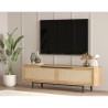 Meuble TV de salon 160x36cm en bois 2 portes effet rotin Bayeaux Remises