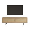 Meuble TV de salon 160x36cm en bois 2 portes effet rotin Bayeaux Vente