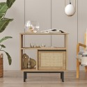 Meuble de rangement 60x26x60 cm en bois 2 étagères effet rotin Opoli Promotion