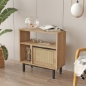 Meuble de rangement 60x26x60 cm en bois 2 étagères effet rotin Opoli Offre