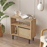 Meuble de rangement 60x26x60 cm en bois 2 étagères effet rotin Opoli Remises