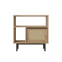 Meuble de rangement 60x26x60 cm en bois 2 étagères effet rotin Opoli Vente