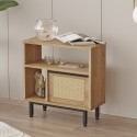 Meuble de rangement 60x26x60 cm en bois 2 étagères effet rotin Opoli Réductions
