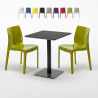 Vierkante salontafel zwart 60x60 cm en 2 gekleurde stoelen Ice Licorice Aanbieding