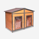 Houten hondenhok voor buiten middelgroot 150x79x110 cm met twee ingangen Oscar Aanbieding