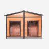 Houten hondenhok voor buiten middelgroot 150x79x110 cm met twee ingangen Oscar Korting