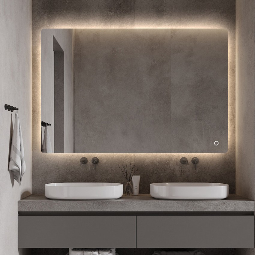 Moderne badkamer spiegel LED-verlichting achterverlicht 75x100cm Strokkur XL Aanbieding Moderne badkamer spiegel LED-verlichting achterverlicht 75x100cm Strokkur XL Aanbieding