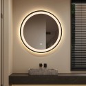 Ronde badkamerspiegel met LED-verlichting 60 cm en zwarte rand Smidmur M Aanbod