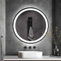 Ronde badkamerspiegel met LED-verlichting 60 cm en zwarte rand Smidmur M Aanbieding