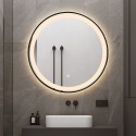 Ronde badkamerspiegel 80 cm met LED achtergrondverlichting en zwart frame Smidmur XL Aanbieding