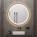 Ronde badkamerspiegel 80 cm met LED achtergrondverlichting en zwart frame Smidmur XL Aanbieding