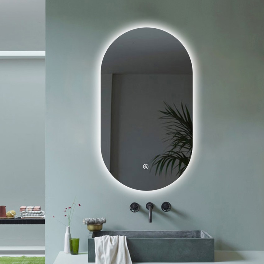 Modern ovale badkamer spiegel met backlight 50x80cm led verlichting Konughs M Aanbieding Modern ovale badkamer spiegel met backlight 50x80cm led verlichting Konughs M Aanbieding