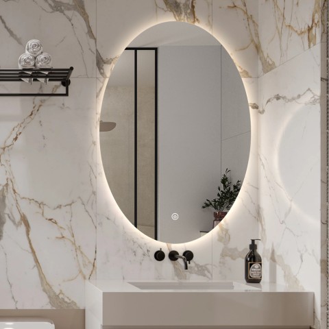 Miroir de salle de bain ovale 60x80cm LED rétroéclairées Sodin L Promotion