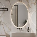 Ovale badkamerspiegel 60x80cm met verlichte led-achtergrond Sodin L Aanbieding