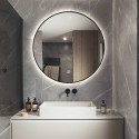 Miroir de salle de bain LED rond 70cm rétroéclairé cadre noir Laugarv L Offre