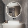 Miroir de salle de bain LED rond 70cm rétroéclairé cadre noir Laugarv L Offre