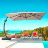 Parasol de jardin déporté 3.5 m carré bras en aluminium Copenaghen Remises