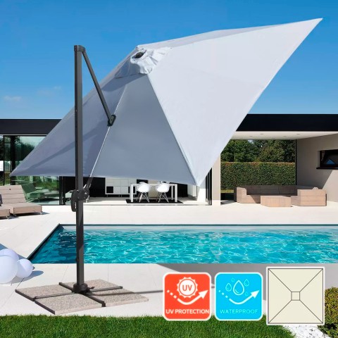 Vierkante zweefparasol 3x3m met zijarm en aluminium structuur Paradise Aanbieding