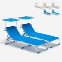 2 transats de piscines mer pliants avec pare-soleil California Promotion