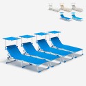 4 transats de plage bains de soleil pliants avec pare-soleil California 