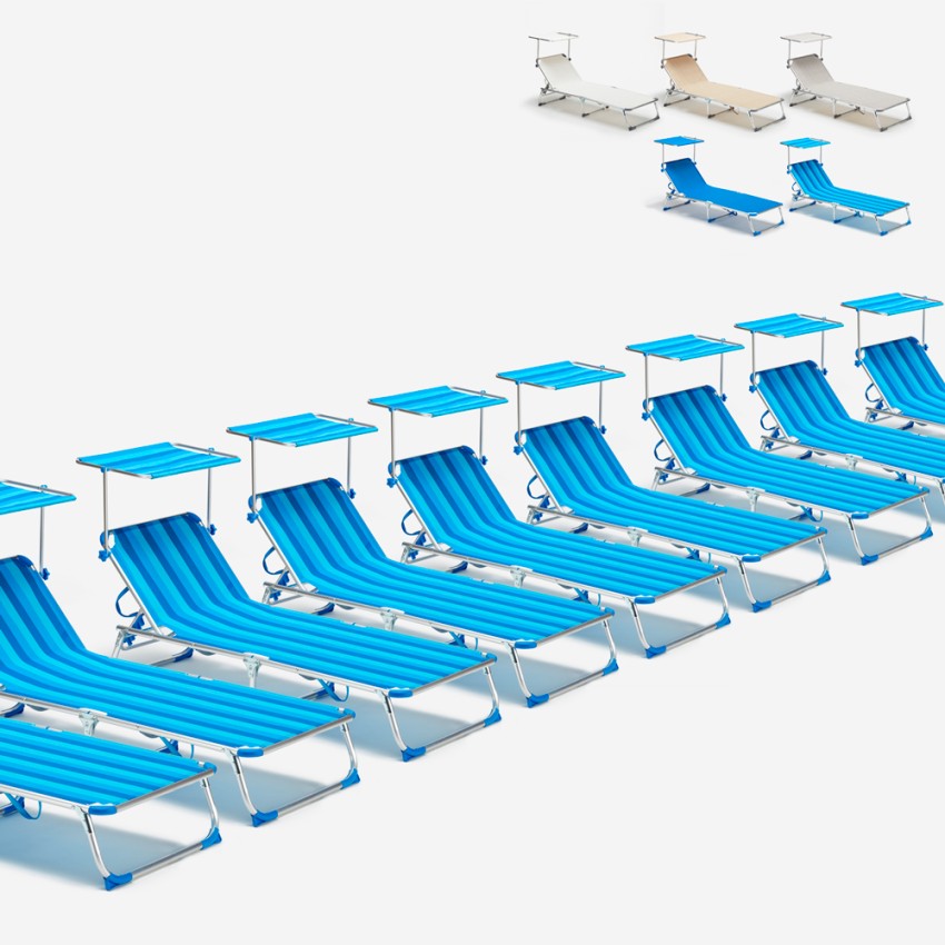 Set van 24 opvouwbare ligbedden met zonnedak California Aanbieding