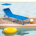 4 transats de plage bains de soleil pliants avec pare-soleil California 