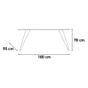 Moderne design eettafel keuken 180x90cm met ijzeren poten Eagan Model