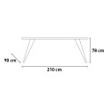 Moderne houten eettafel 210x90cm voor keuken met ijzeren poten Anuk Model