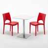 Table carrée 60x60 plateau blanc avec 2 chaises colorées Paris Hazelnut Caractéristiques