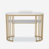 Table manucure effet marbre blanc métal doré 110x45x80cm Monika Offre
