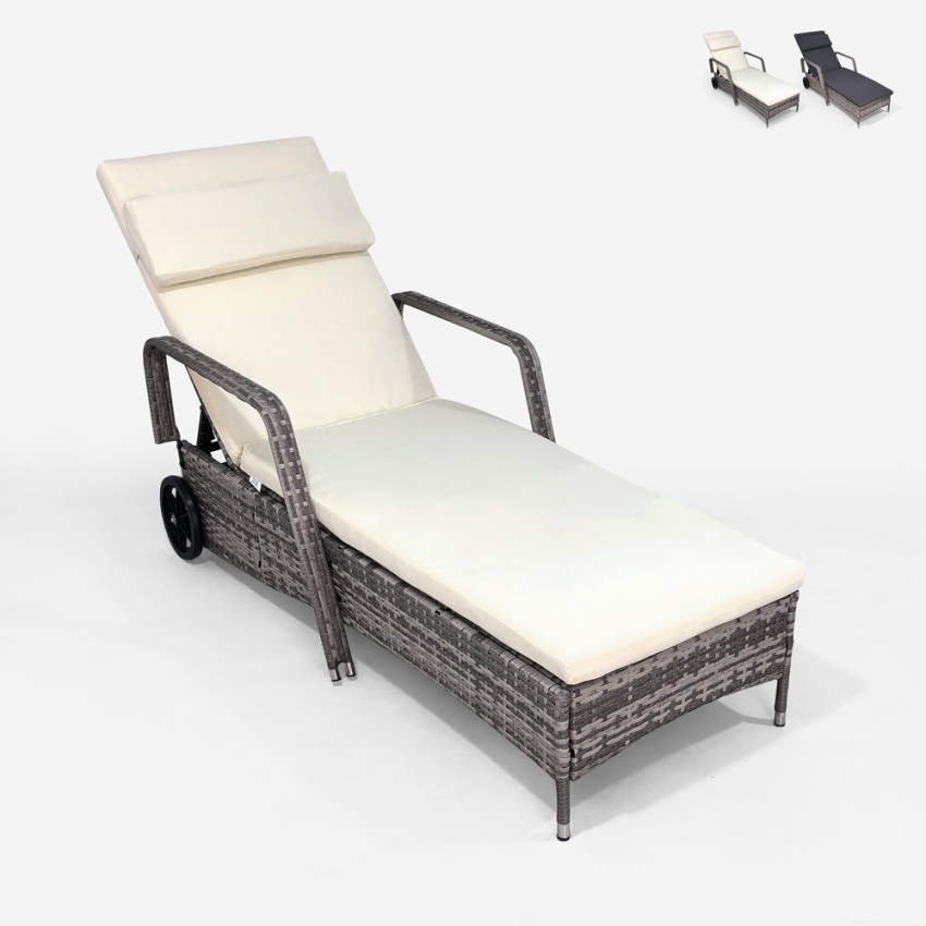 Rotan ligstoel met wielen en armleuningen Kanani Aanbieding