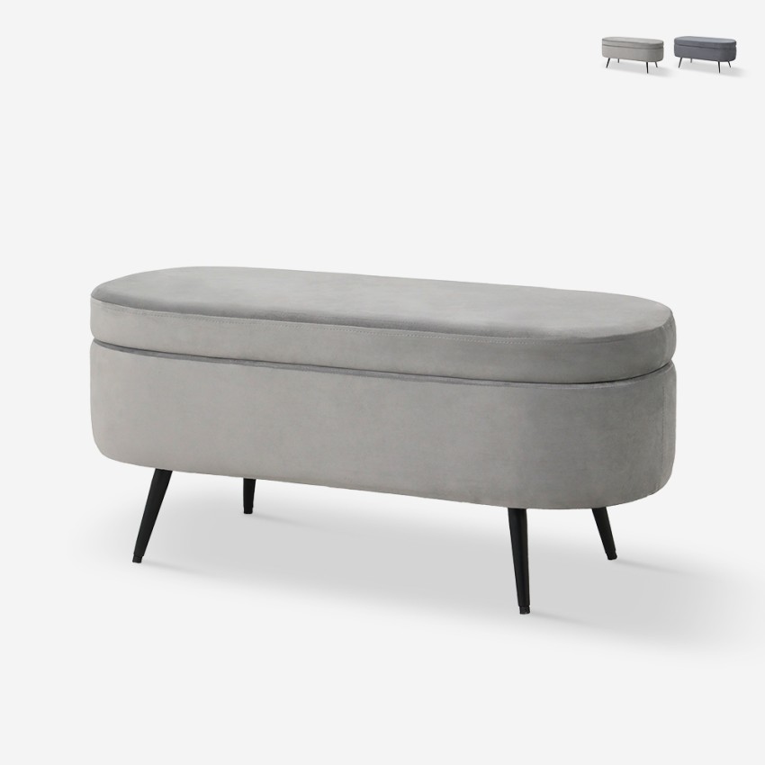 Fluwelen design poef met opbergruimte Renoir Verkoop