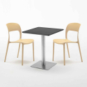 Table basse carrée 60X60 acier noire et 2 chaises Restaurant Pistachio Caractéristiques