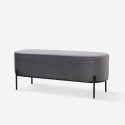 Banc d'entrée repose-pieds design en tissu velours gris Monet Réductions