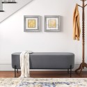 Banc d'entrée repose-pieds design en tissu velours gris Monet Offre